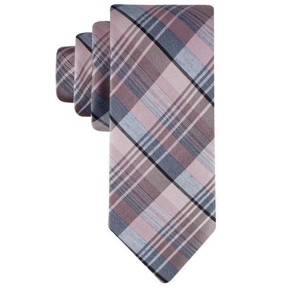 Calvin Klein Men Beau Plaid Tie Pink Multi One Size - Picture 1 of 1